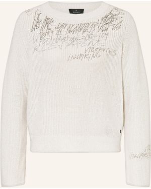 Monari Pullover mit Glitzergarn und Schmucksteinen - Natur