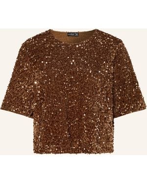 Van Laack Nickishirt VL-JORINA-XX mit Pailletten - Braun