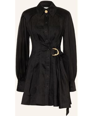 Aje. Hemdblusenkleid ROSANNA mit Leinen - Schwarz
