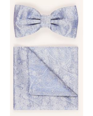 Prince BOWTIE Set: Fliege und Einstecktuch aus Seide - Blau