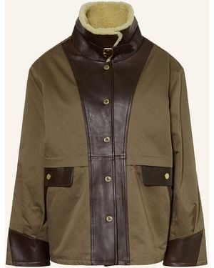 Sandro Jacke mit Kunstfell-Kragen - Braun