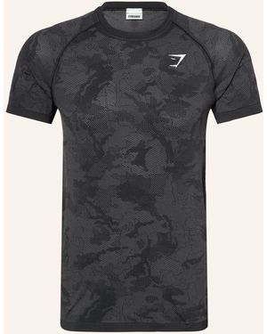 GYMSHARK T-Shirt GEO SEAMLESS - Schwarz