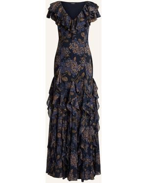 Ralph Lauren Abendkleid mit Volants - Blau