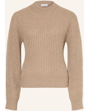 Brunello Cucinelli Pullover mit Cashmere und Glitzergarn - Natur