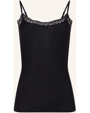 Hanro Top WOOLEN LACE mit Merinowolle und Seide - Schwarz