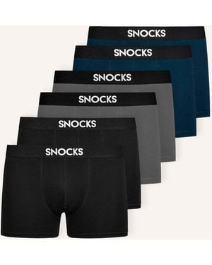 Snocks 6er-Pack Boxershorts - Schwarz