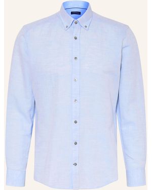 STROKESMAN'S Hemd Regular Fit mit Leinen - Blau
