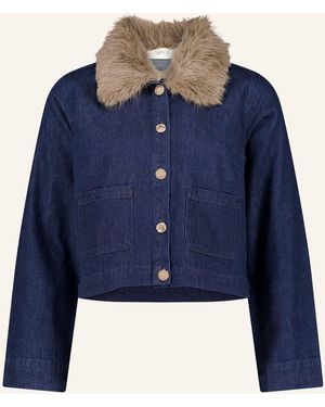 Cartoon Jeansjacke mit abnehmbarem Kunstfell - Blau