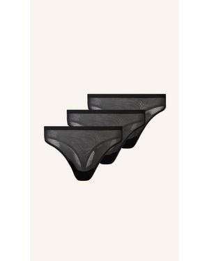 Snocks 3er-Pack Tangas aus Mesh - Schwarz