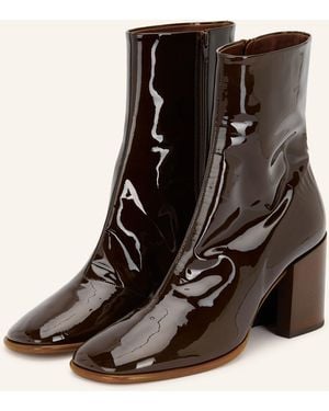 Dries Van Noten Lackstiefeletten - Schwarz