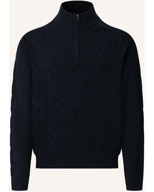 Hackett Pullover LAMBSWOOL CABLE HZIP - Blau