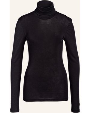Hanro Rollkragenshirt WOOLEN SILK aus Merinowolle mit Seide - Schwarz
