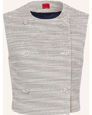 HUGO Cropped-Blazerweste AWINEA aus Bouclé - Grau