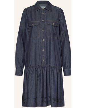 Grace Hemdblusenkleid in Jeansoptik mit Schmucksteinen - Blau