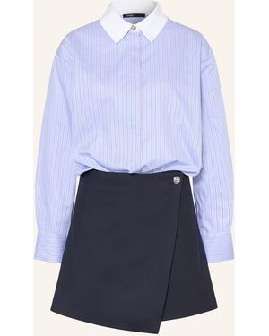 Maje Hemdblusenkleid im Materialmix - Blau