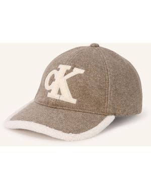 Calvin Klein Flanell-Cap mit Teddyfell - Natur