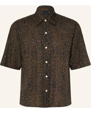 AllSaints Kurzarm-Hemd LEOPARDO Oversized Fit - Braun