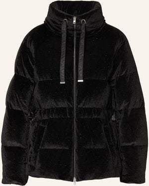 Herno Daunenjacke aus Samt mit Schmucksteinen - Schwarz