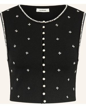 Sandro Strickweste mit Schmuckperlen - Schwarz
