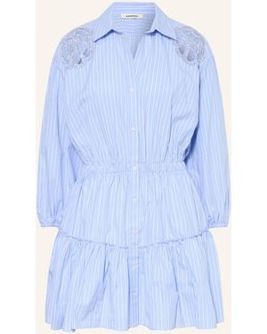 Sandro Hemdblusenkleid mit Schmucksteinen und 3/4-Arm - Blau
