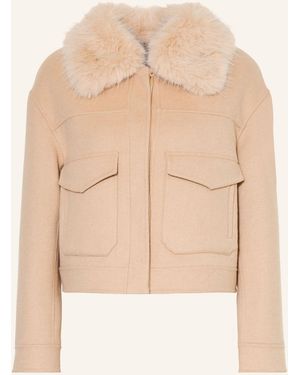 Mrs & HUGS Jacke mit abnehmbarem Kunstfell-Kragen - Natur