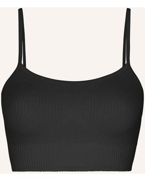 Snocks Gerippter Sport-BH - Schwarz