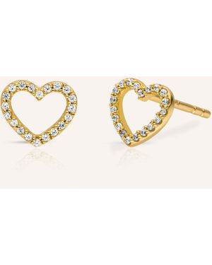 VEYNOU Ohrstecker HERZ aus 14kt. Gelbgold und Diamanten - Natur