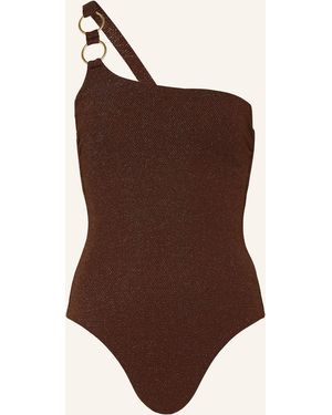 JETS Australia One-Shoulder-Badeanzug TIRARI mit Glitzergarn - Braun