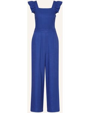 Y.A.S Jumpsuit YASISMA mit Leinen und Cut-out - Blau