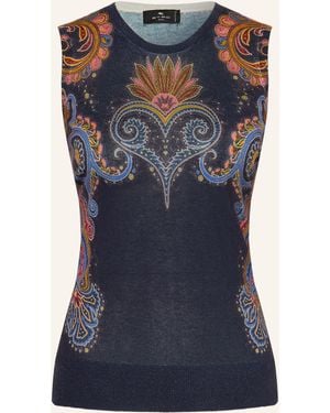 Etro Stricktop mit Seide und Cashmere - Blau