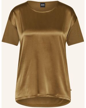 BOSS Blusenshirt ESANDY im Materialmix mit Seide - Grün