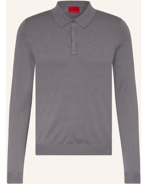 HUGO Strick-Poloshirt SAN PIPPO Slim Fit - Grau
