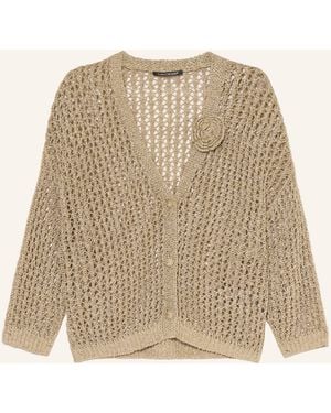Luisa Cerano Strickjacke aus Leinen mit Glitzergarn - Natur