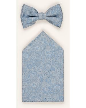 Wilvorst Set: Fliege und Einstecktuch - Blau