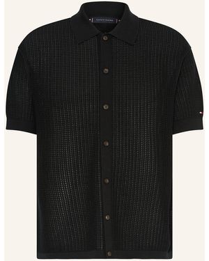 Tommy Hilfiger Strickhemd Relaxed Fit - Schwarz