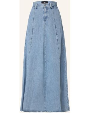 7 For All Mankind Jeansrock DRAMA SKIRT mit Leinen - Blau