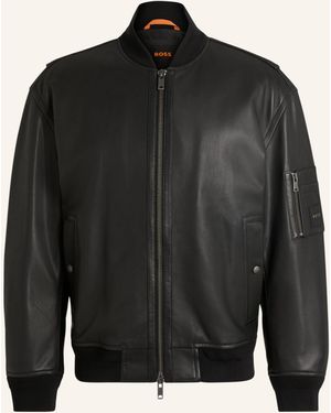 BOSS Lederjacke JUGE Relaxed Fit - Schwarz