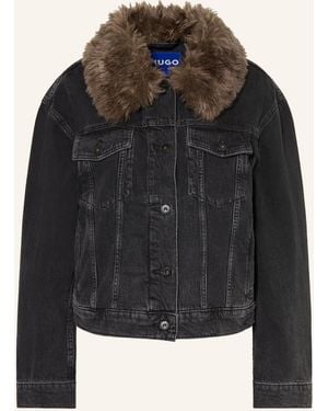 HUGO Jeansjacke GLAMIS mit abnehmbarem Kunstfell - Schwarz