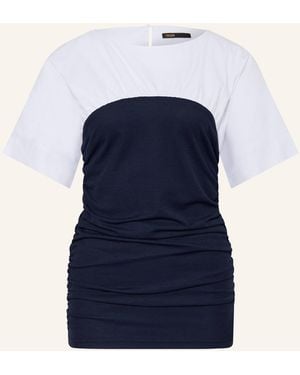 Maje T-Shirt im Materialmix - Blau