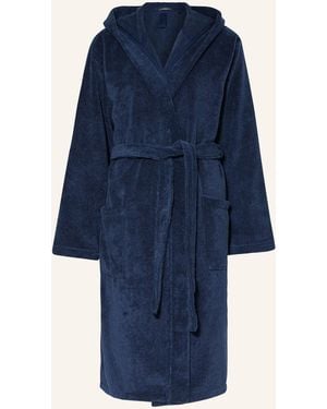 Schiesser Damen-Bademantel ESSENTIALS mit Kapuze - Blau