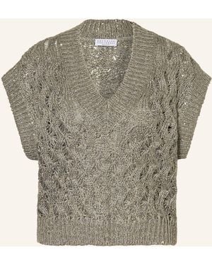 Brunello Cucinelli Strickshirt mit Pailletten - Grau