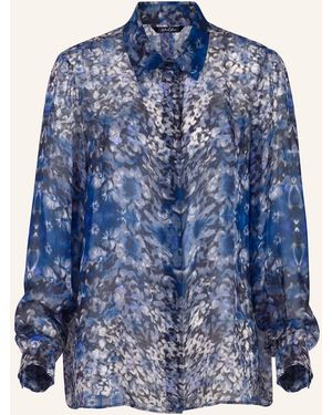 Helene Galwas Bluse aus bedruckter Chiffonseide LISA - Blau