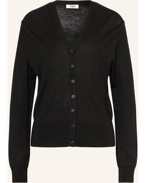 COS Strickjacke mit Merinowolle und Leinen - Schwarz