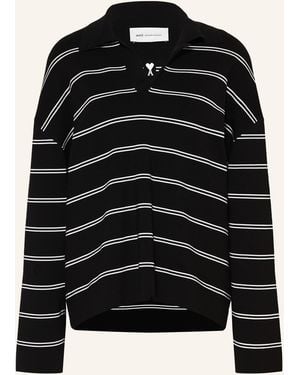 Ami Paris Oversized-Poloshirt - Schwarz