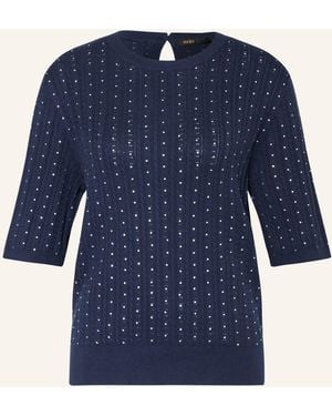 Maje Strickshirt mit Schmucksteinen - Blau