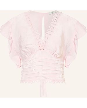 Sandro Blusenshirt aus Jacquard mit Volants - Pink