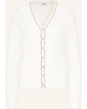 COS Strickjacke mit Merinowolle und Leinen - Natur
