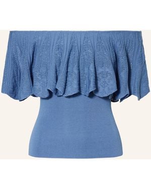 Ba&sh Off-Shoulder-Stricktop SALDA mit Volants - Blau