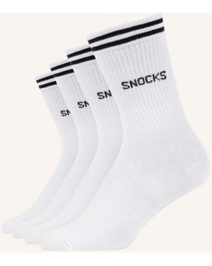 Snocks Hohe Sportsocken mit Streifen (4 Paare) - Natur