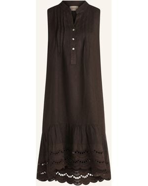 Cartoon Leinenkleid mit Lochspitze - Schwarz